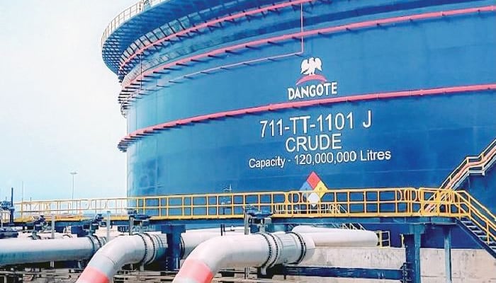 Fuel pumps at a Nigerian filling station as petrol price rises to ₦1,175 per litre following an increase by Dangote Petroleum Refinery.