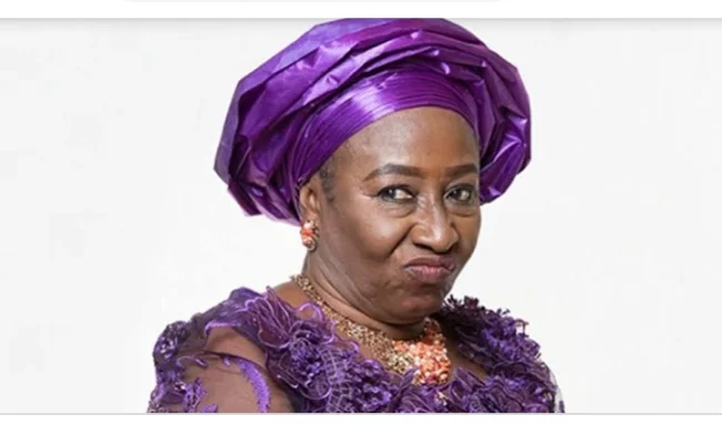 Actress Mama G speaking passionately during an interview about her roles in Nollywood movies