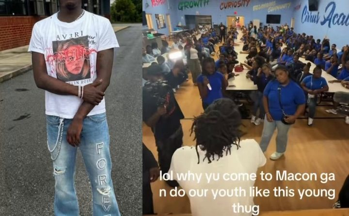 Young Thug speaks to a group of students during a public event, sparking online backlash after reportedly saying that fame is the most important thing and encouraging them to "move militant."