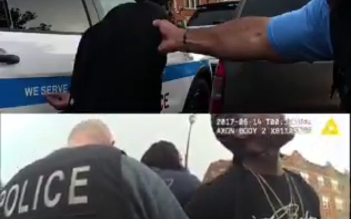 A viral video shows Chicago rapper Rico Recklezz, already in handcuffs, appearing to attempt to run from police officers during an arrest as law enforcement quickly intervenes.