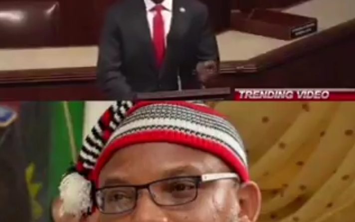 Congressman John James speaks at the U.S. House of Representatives while calling on the Nigerian government to release IPOB leader Nnamdi Kanu or grant him a fair trial in line with international human rights standards.