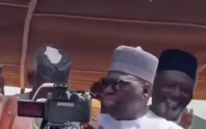 Yobe APC Chairman Muhammad Gadaka addressing party supporters during a political gathering where his remarks about married women and voting for the APC sparked nationwide reactions.